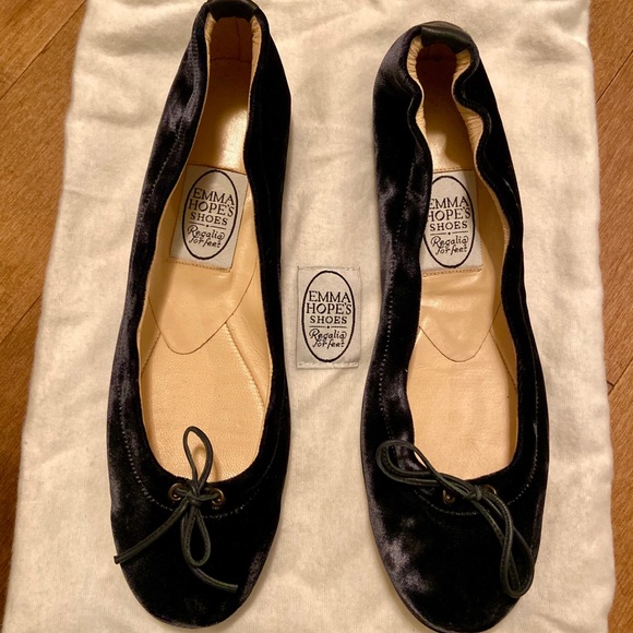 Emma Hope Ballet Flats - Ink Blue Velvet - Picture 4 of 6